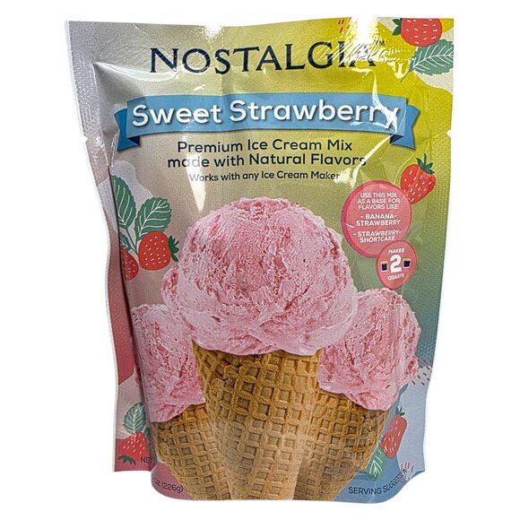 Nostalgia Sweet Strawberry Premium Ice Cream Mix Lot of 5 Bags 8oz Best By 12/26 - Picture 6 of 7